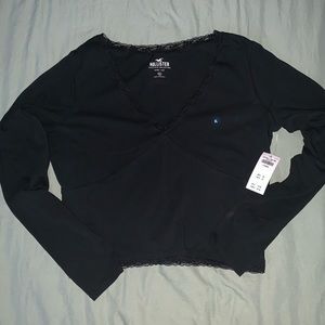 lace trim v-neck tee